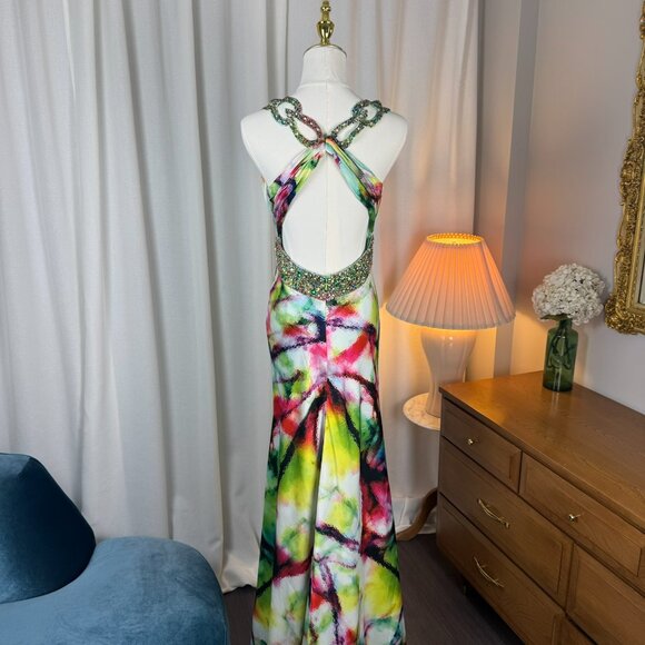 Camille La Vie Watercolor Beaded Evening Gown size 6 - Picture 8 of 8